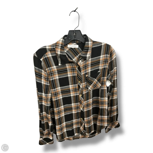 Top Long Sleeve By Workshop In Black & Tan, Size: S