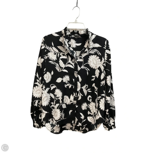 Blouse Long Sleeve By Ann Taylor In Black & Tan, Size: M