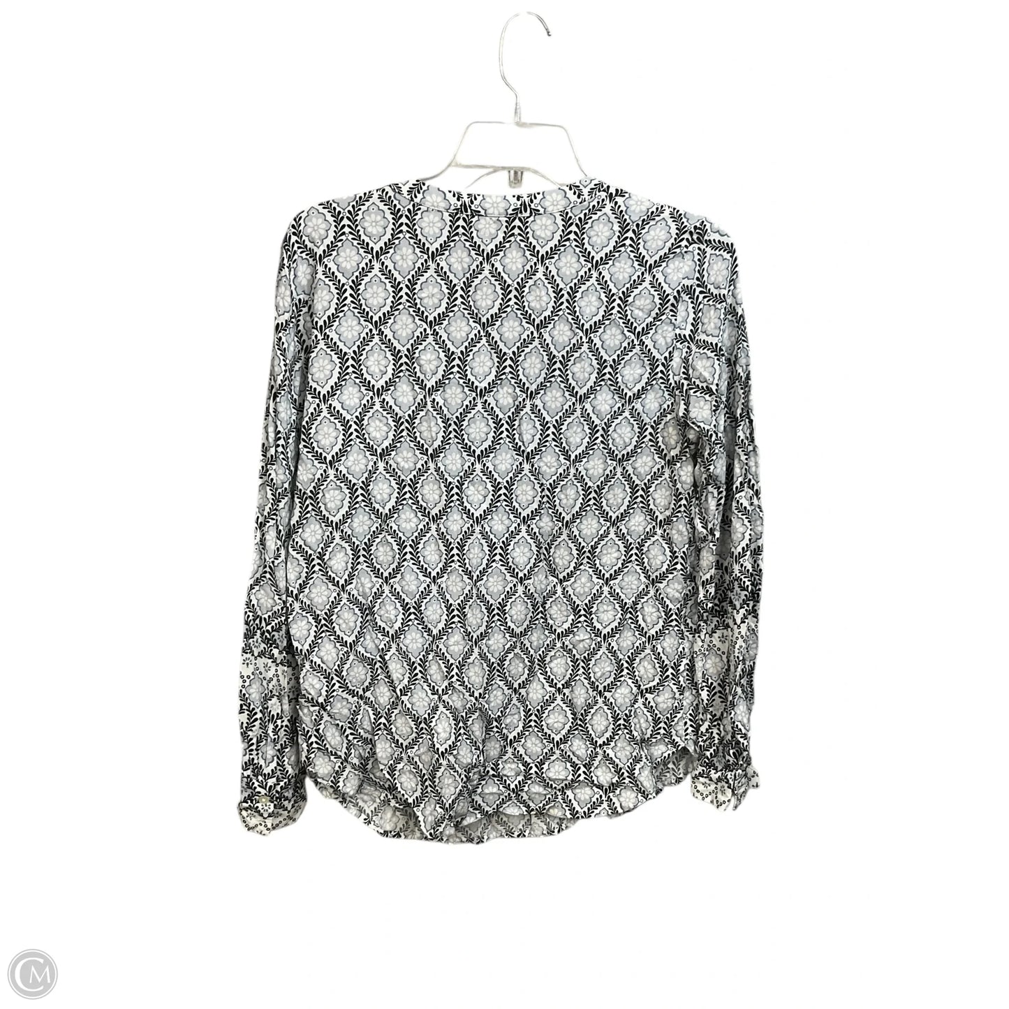 Top Long Sleeve By Loft In Black & White, Size: M
