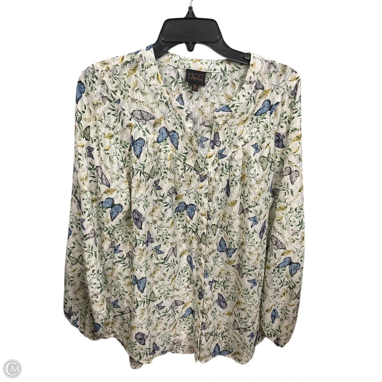 Blouse Long Sleeve By Mod In White, Size: Xl