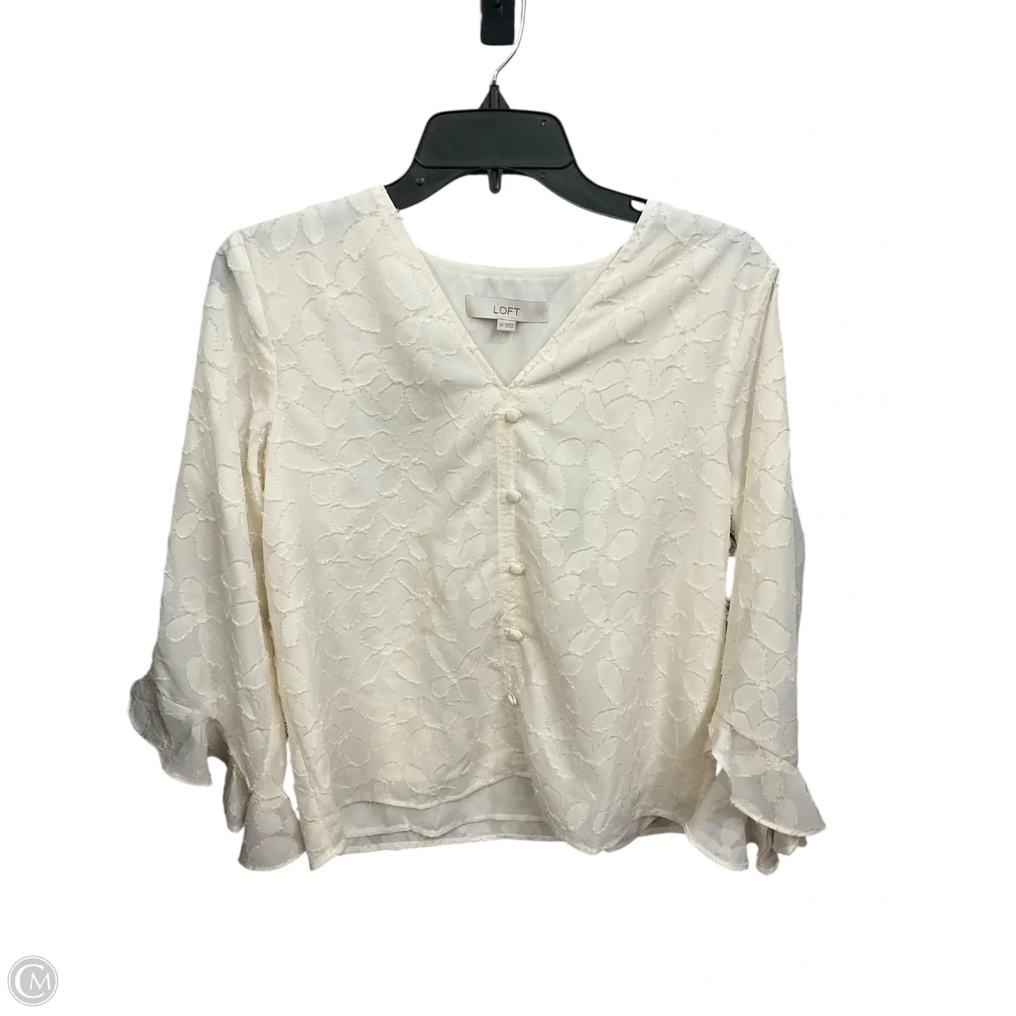 Top 3/4 Sleeve By Loft In White, Size: Xs
