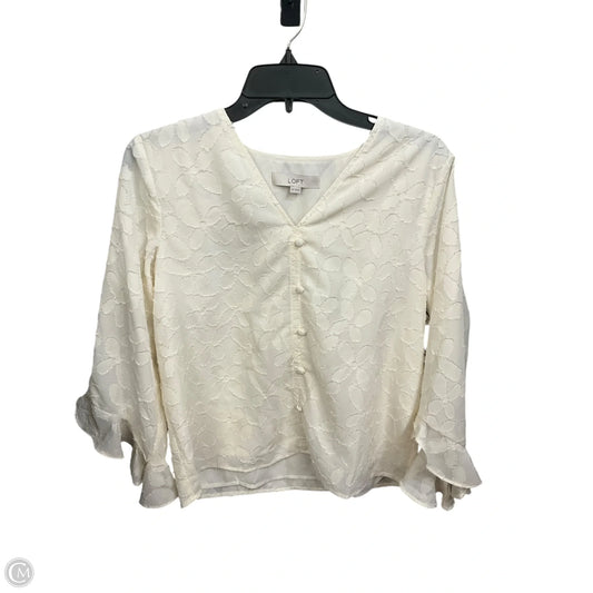 Top 3/4 Sleeve By Loft In White, Size: Xs