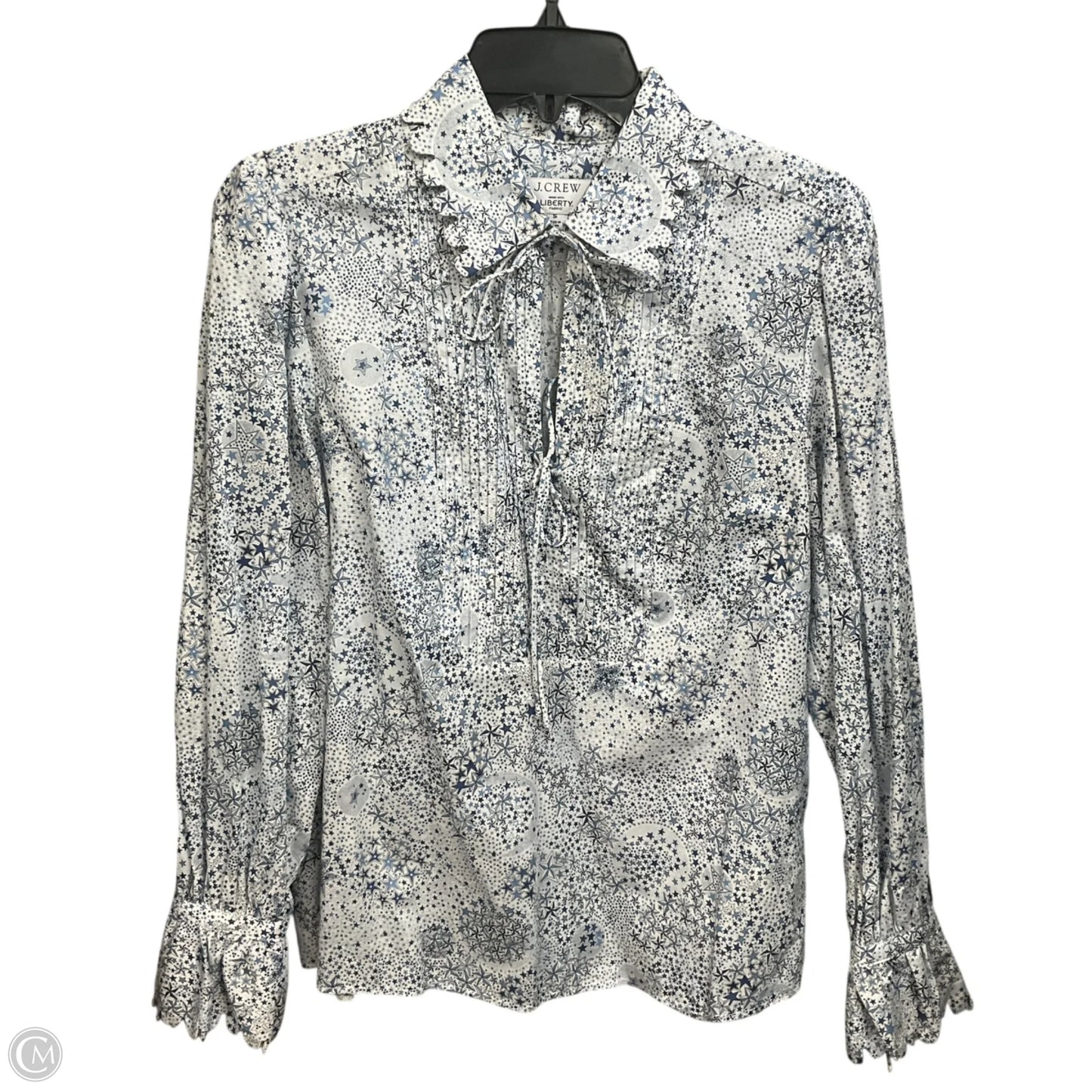 Blouse Long Sleeve By J. Crew In Blue & White, Size: S