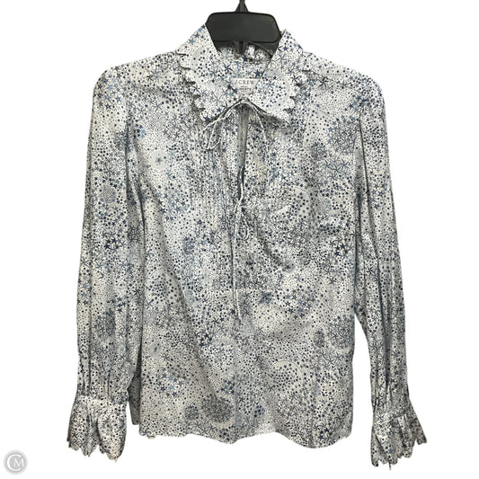 Blouse Long Sleeve By J. Crew In Blue & White, Size: S