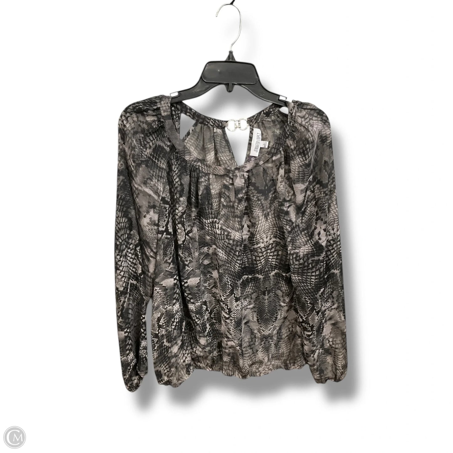 Blouse Long Sleeve By Jennifer Lopez In Snakeskin Print, Size: L