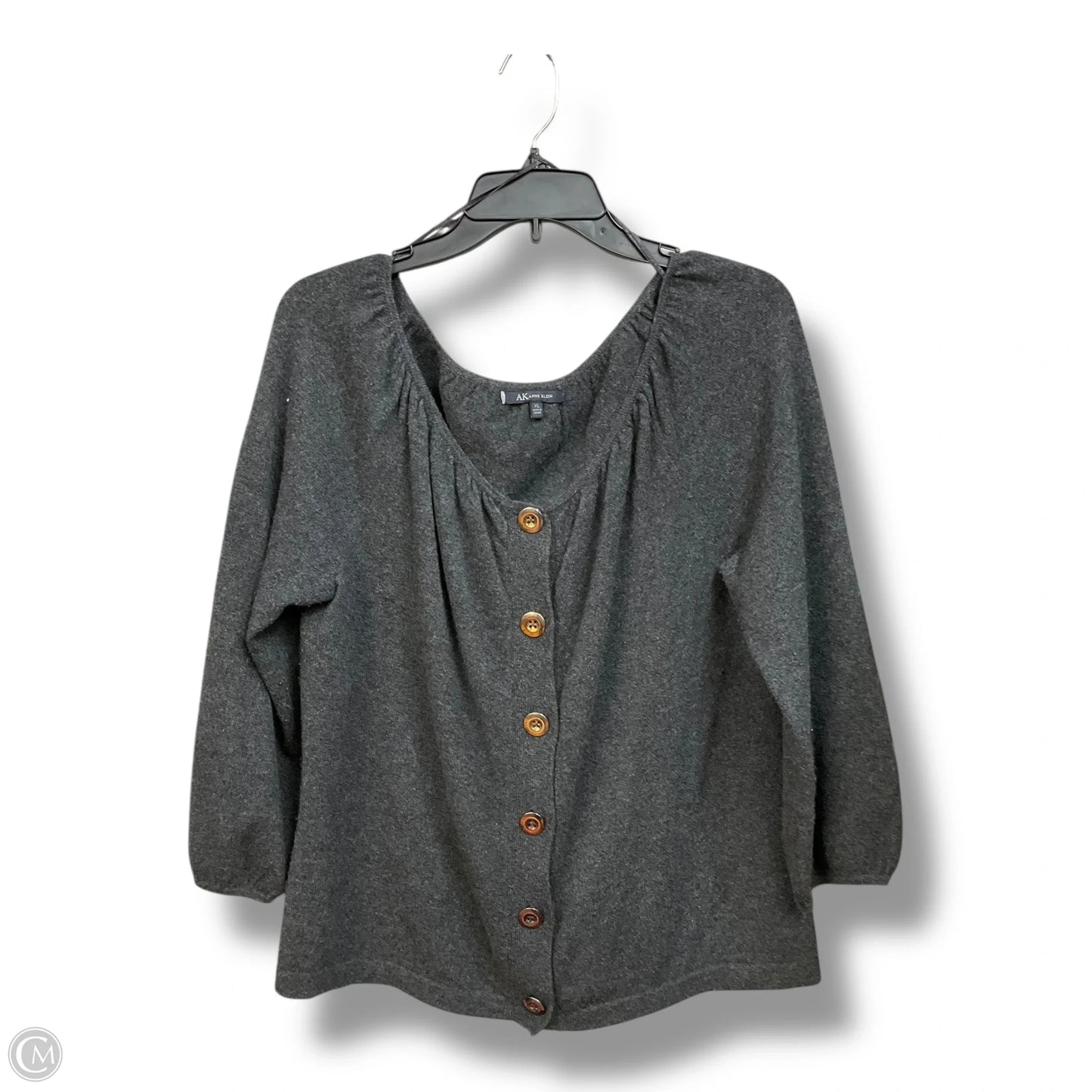 Cardigan By Anne Klein In Grey, Size: Xl