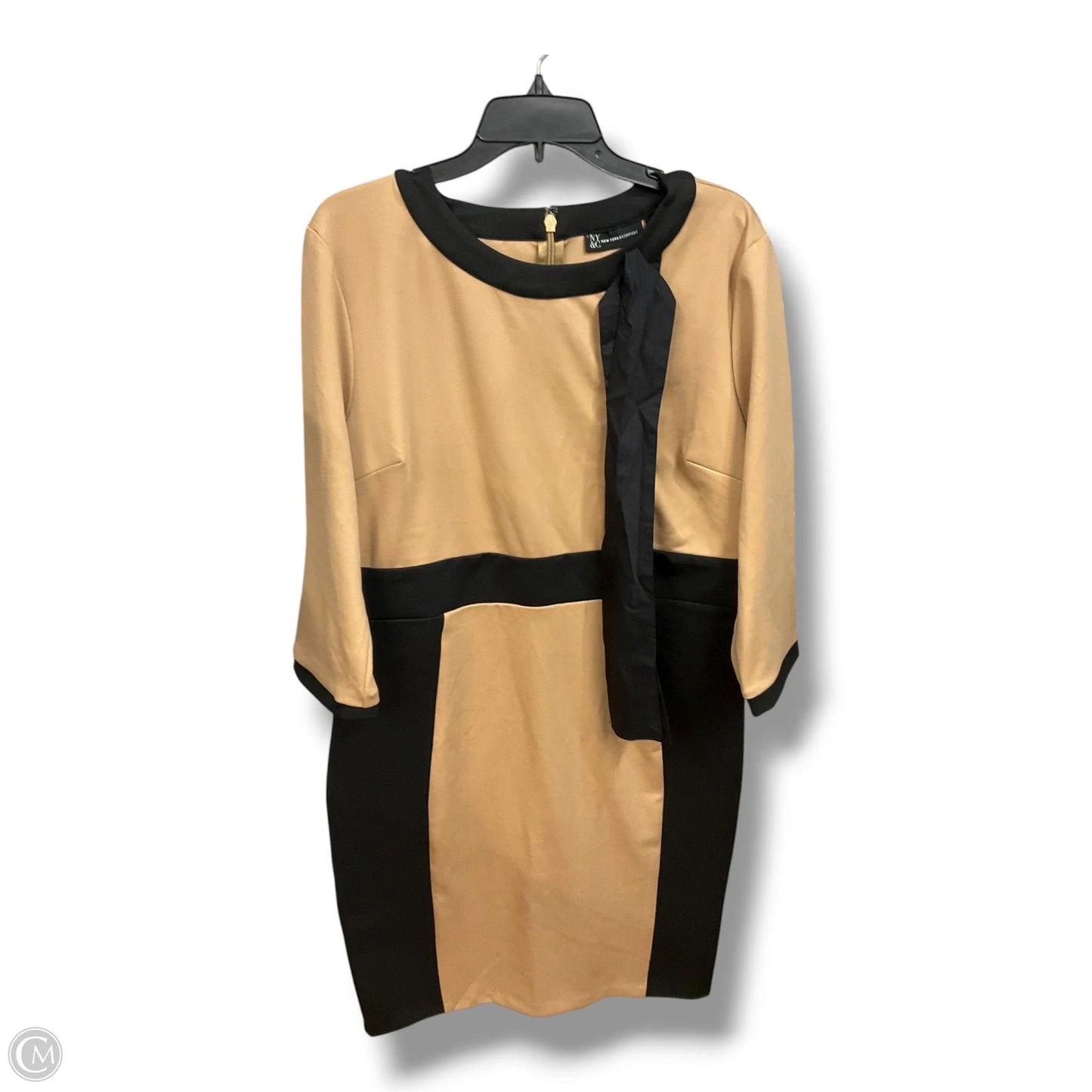 Dress Casual Midi By New York And Co In Black & Tan, Size: Xl
