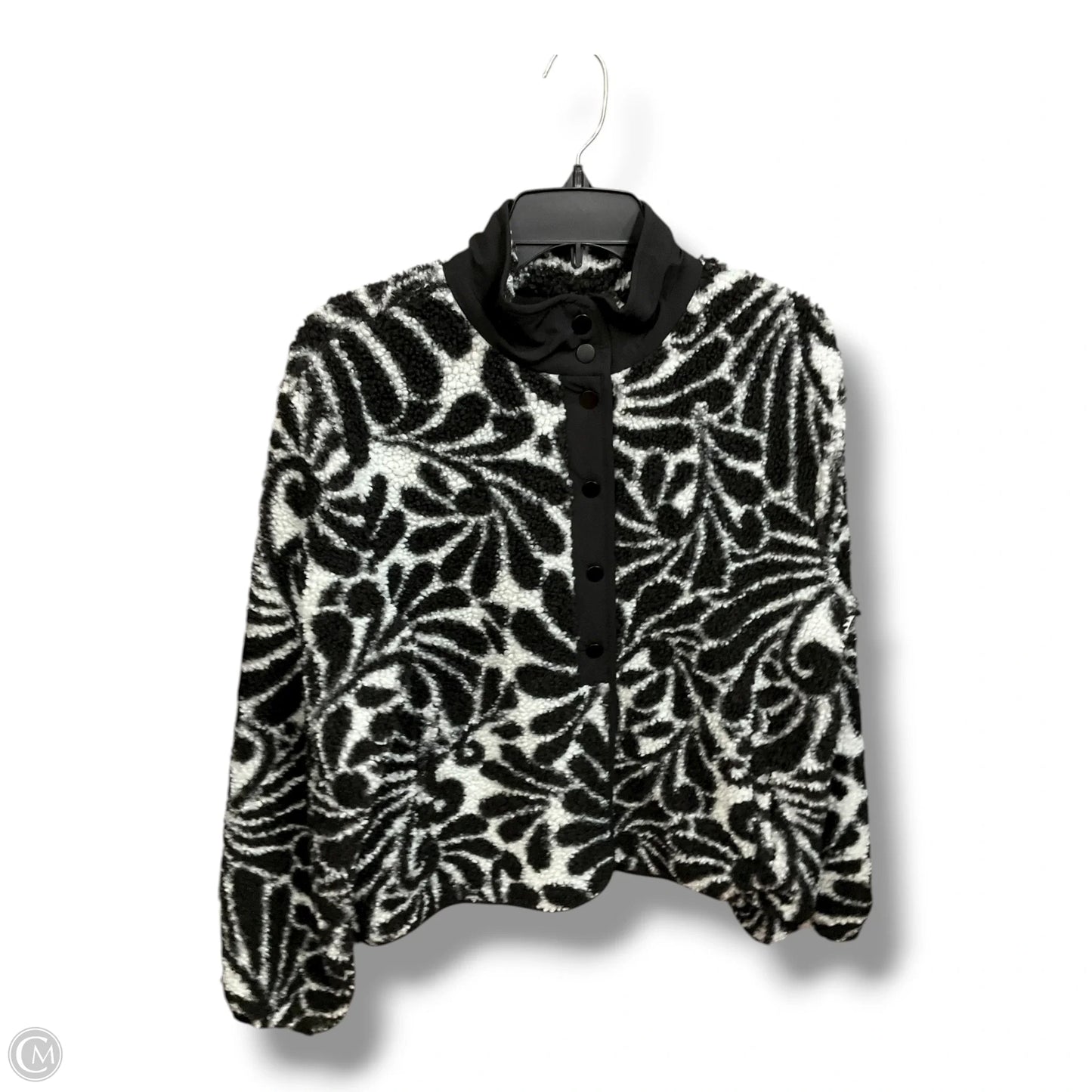 Jacket Faux Fur & Sherpa By Liz Claiborne In Black & White, Size: M