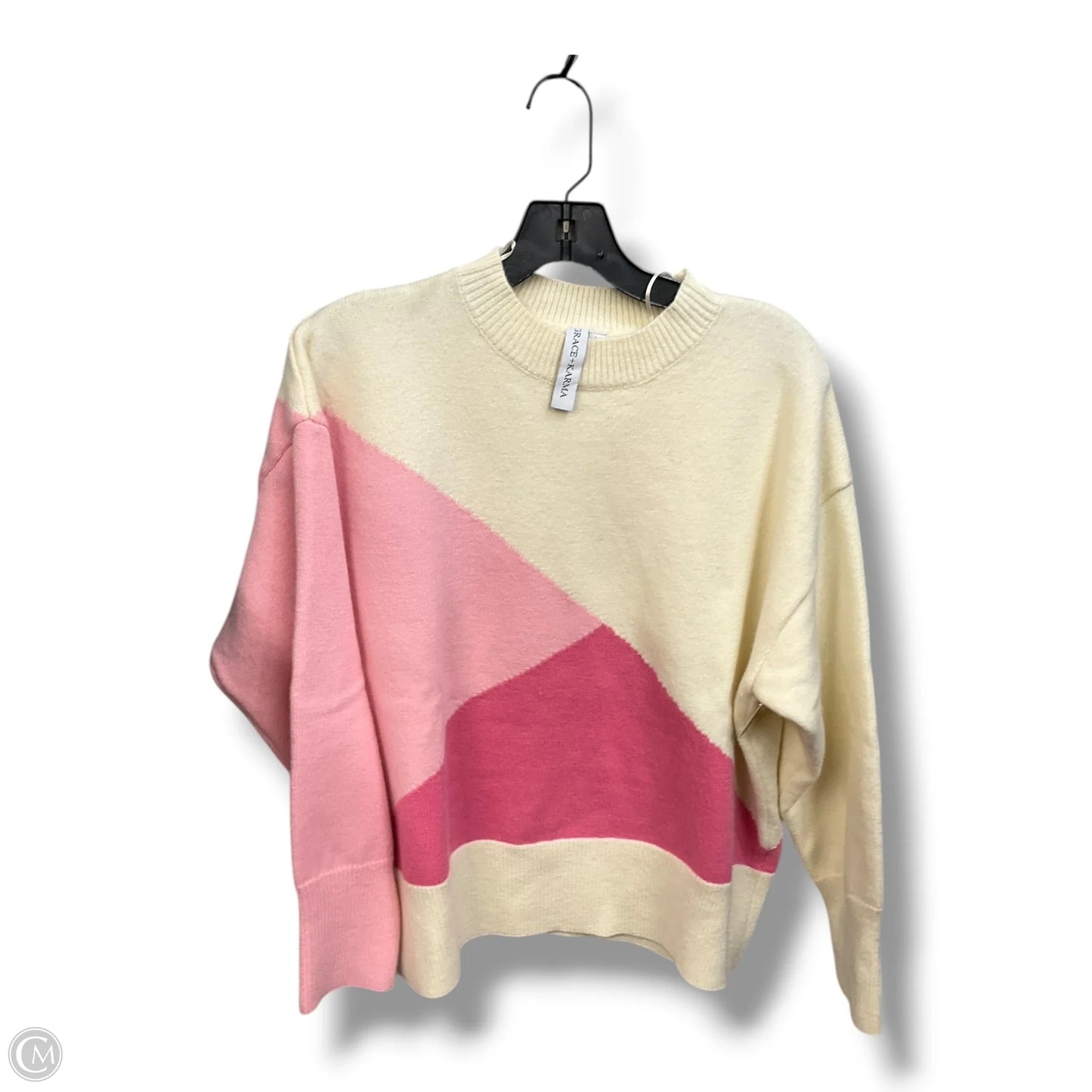 Sweater By Grace + Karma In Pink & White, Size: L
