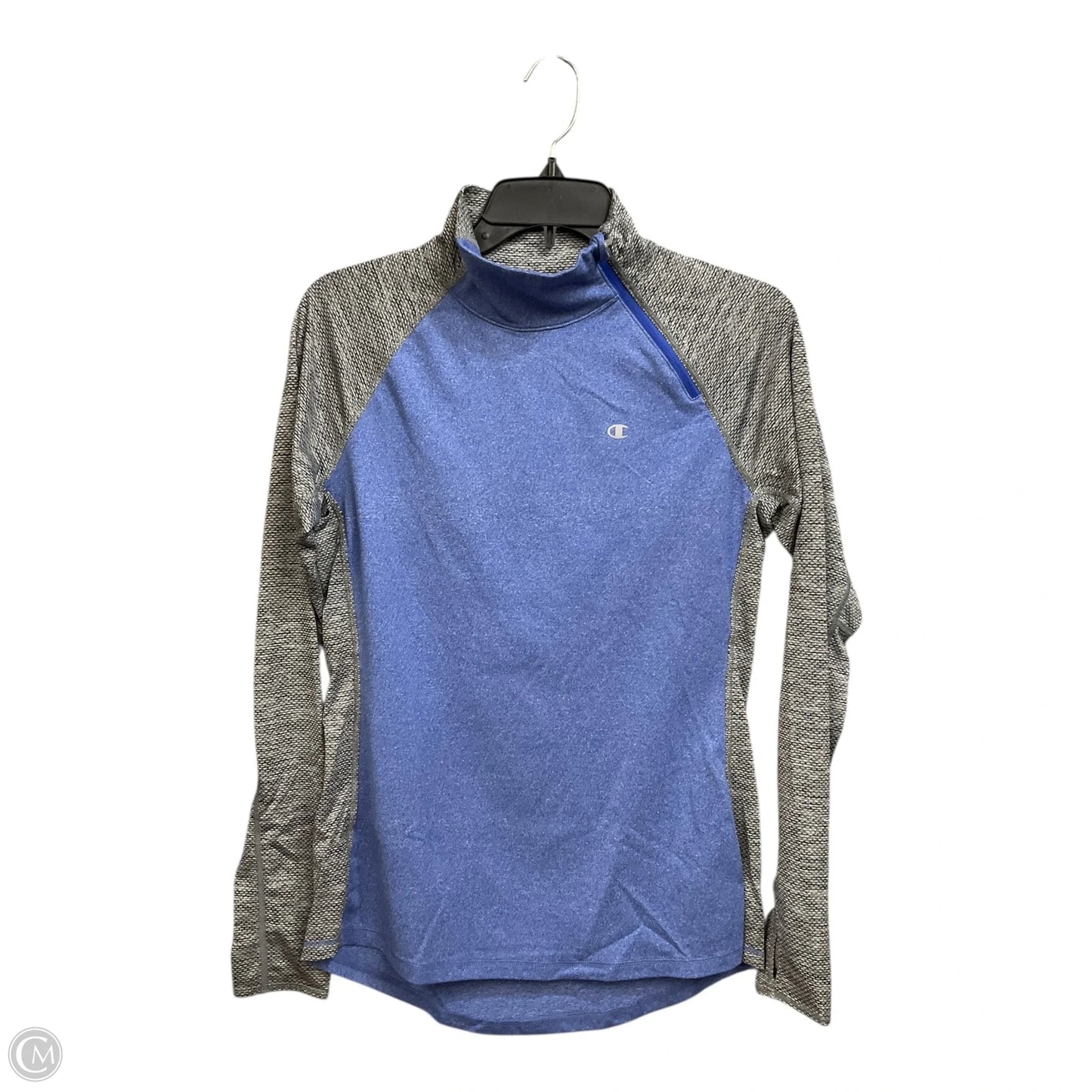 Athletic Top Long Sleeve Collar By Champion In Blue, Size: S