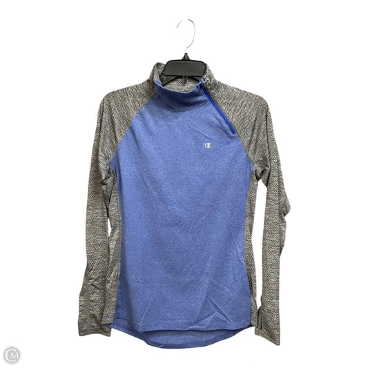 Athletic Top Long Sleeve Collar By Champion In Blue, Size: S
