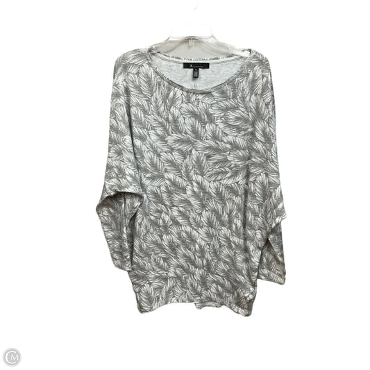Tunic 3/4 Sleeve By White House Black Market In Grey & White, Size: M