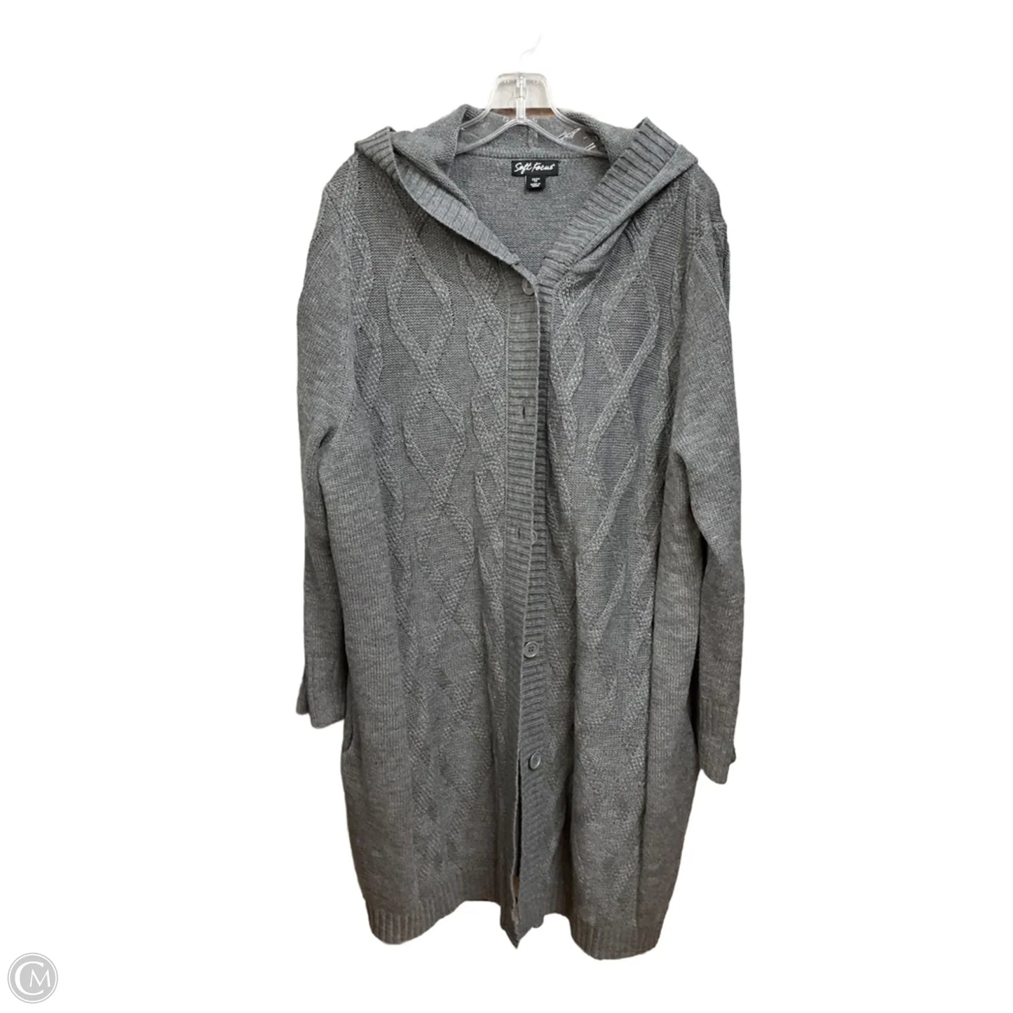 Cardigan By Clothes Mentor In Grey, Size: 1x
