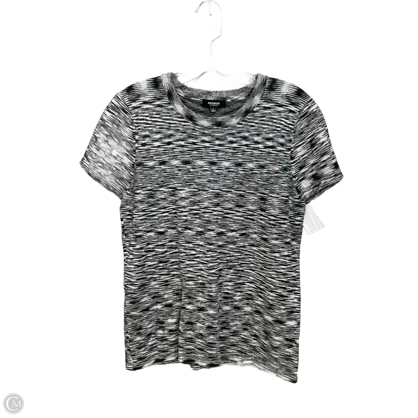 Top Short Sleeve Basic By Premise Studio In Black & White, Size: L