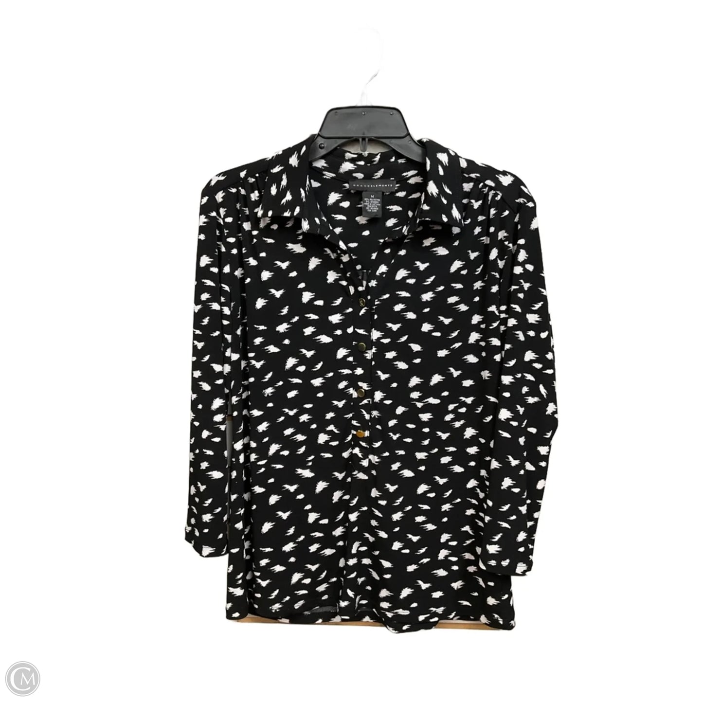 Top 3/4 Sleeve By Grace Elements In Black & White, Size: M
