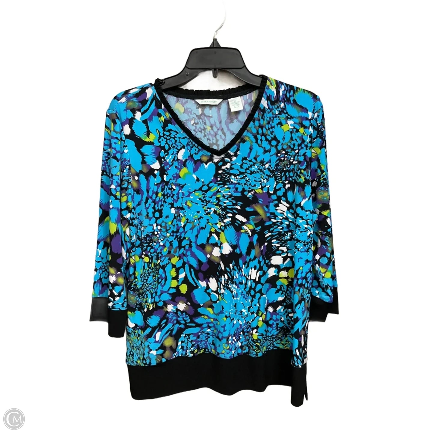 Top 3/4 Sleeve By Laura Ashley In Blue, Size: M