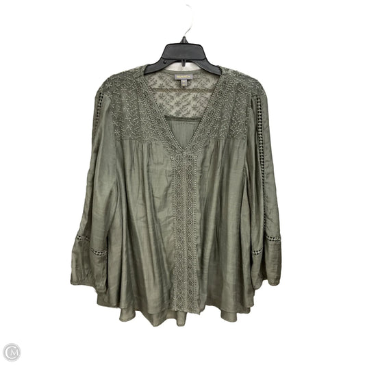 Top 3/4 Sleeve By Style And Company In Green, Size: Xxl