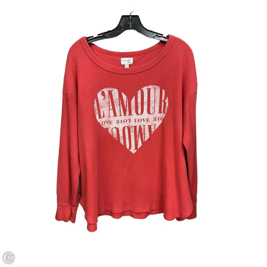 Top Long Sleeve By Terra & Sky In Red, Size: 1x