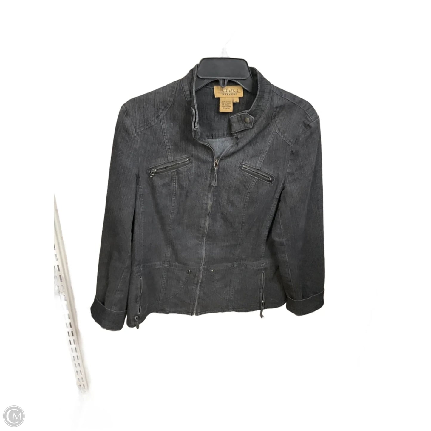 Jacket Denim By Peck And Peck In Black Denim, Size: M