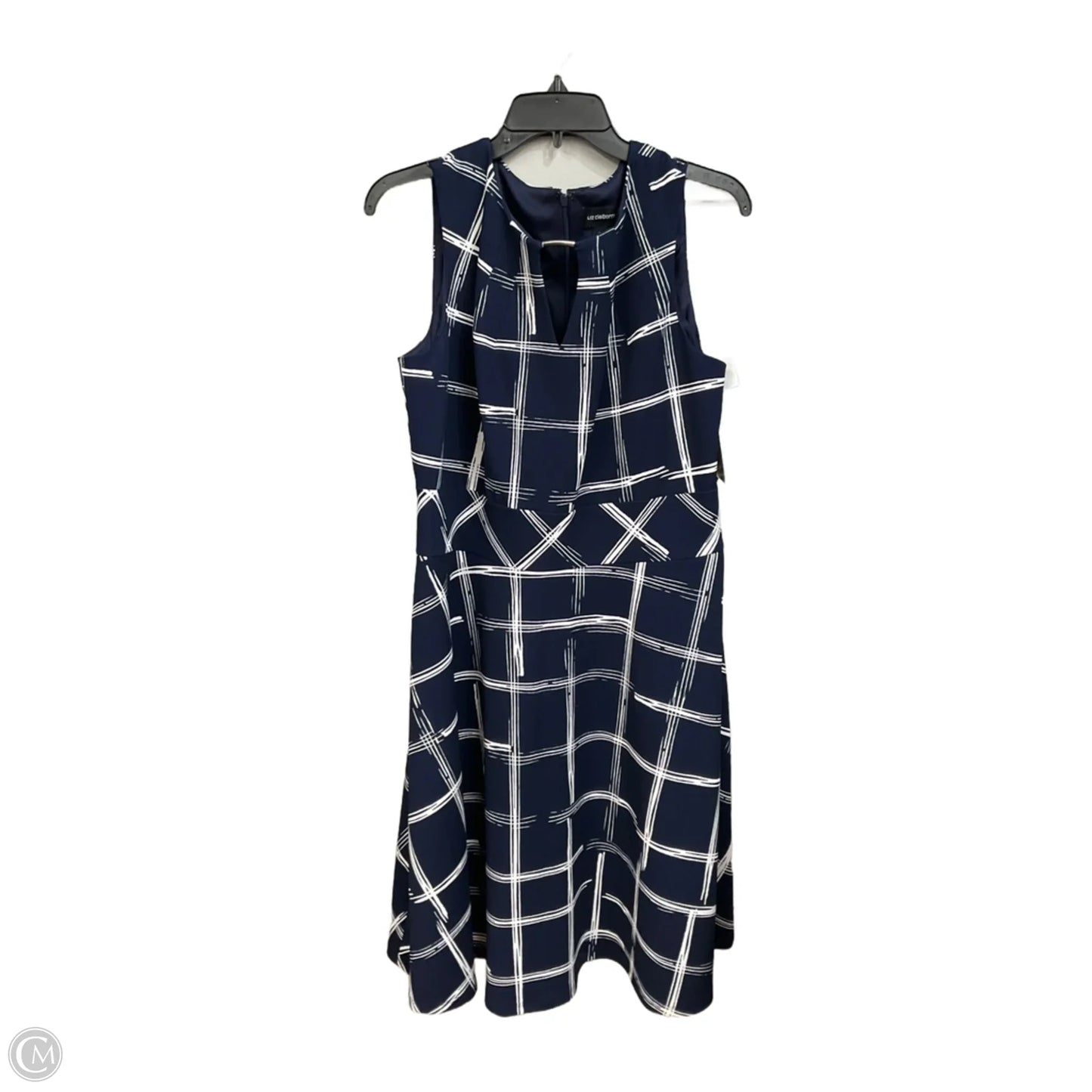 Dress Casual Midi By Liz Claiborne In Blue & White, Size: L