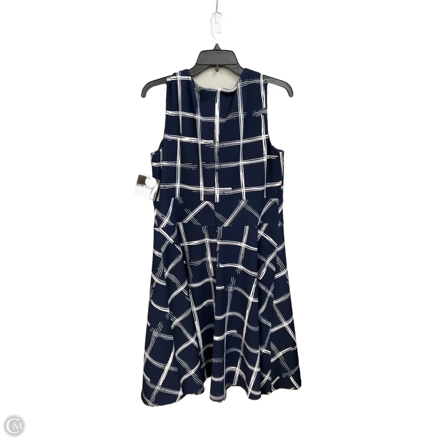 Dress Casual Midi By Liz Claiborne In Blue & White, Size: L
