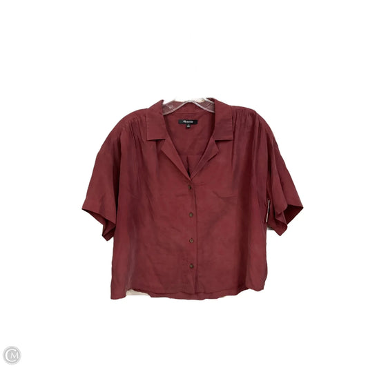 Blouse Short Sleeve By Madewell In Maroon, Size: L