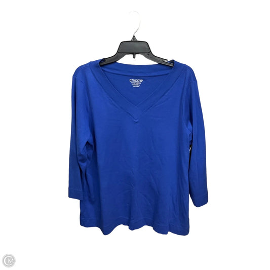 Top 3/4 Sleeve Basic By Chicos In Blue, Size: S