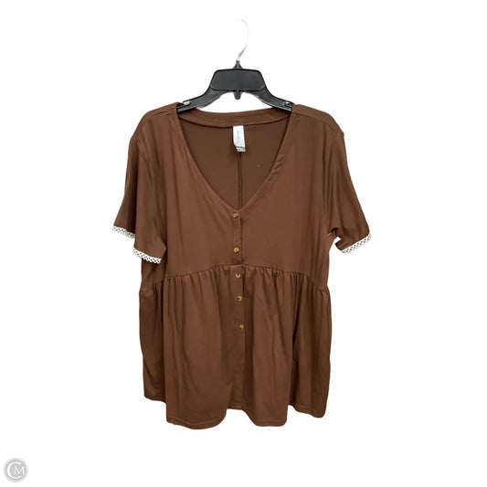 Top Short Sleeve By Clothes Mentor In Brown, Size: 2x