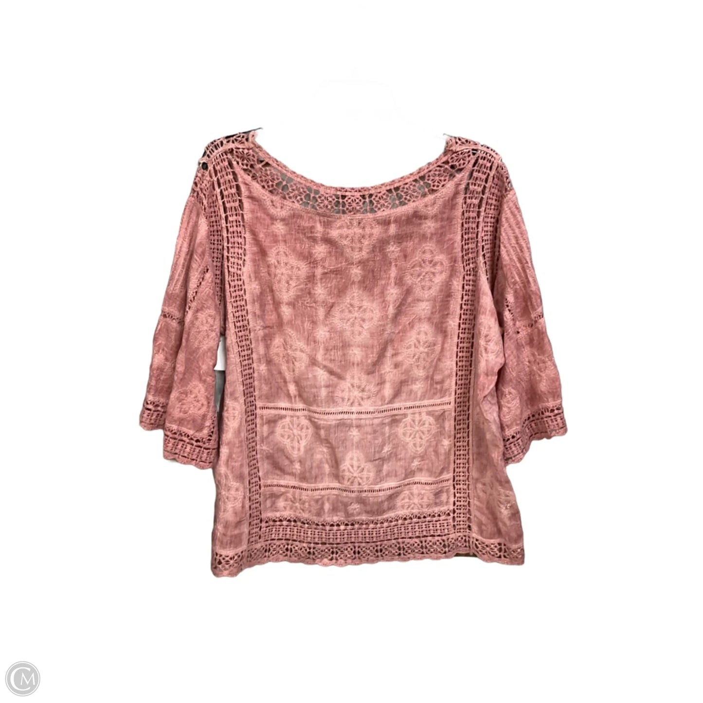 Top 3/4 Sleeve By Democracy In Pink, Size: L