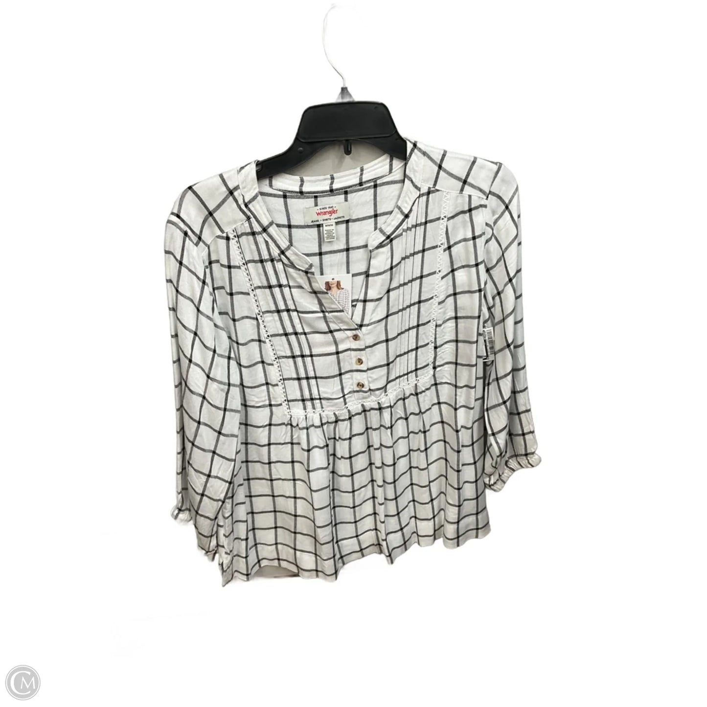 Top Long Sleeve By Wrangler In Black & White, Size: M