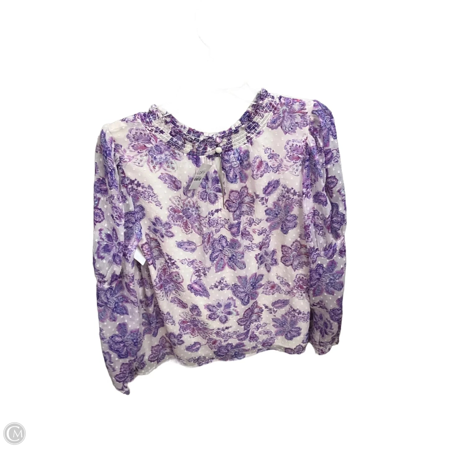 Blouse Long Sleeve By Loft In Purple, Size: M