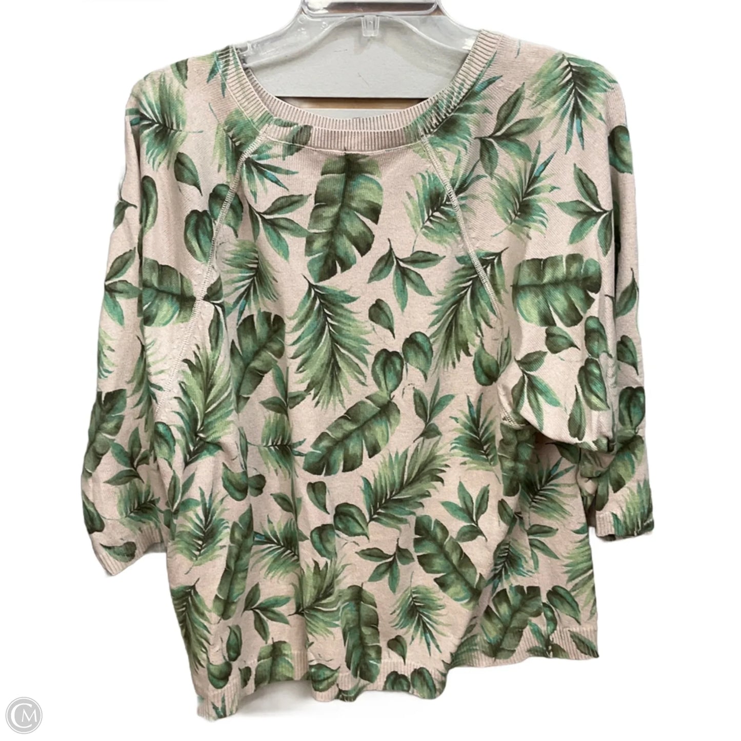 Top 3/4 Sleeve By J. Jill In Green & Tan, Size: M