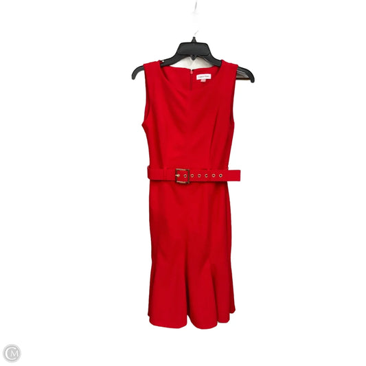 Dress Casual Midi By Calvin Klein In Red, Size: S