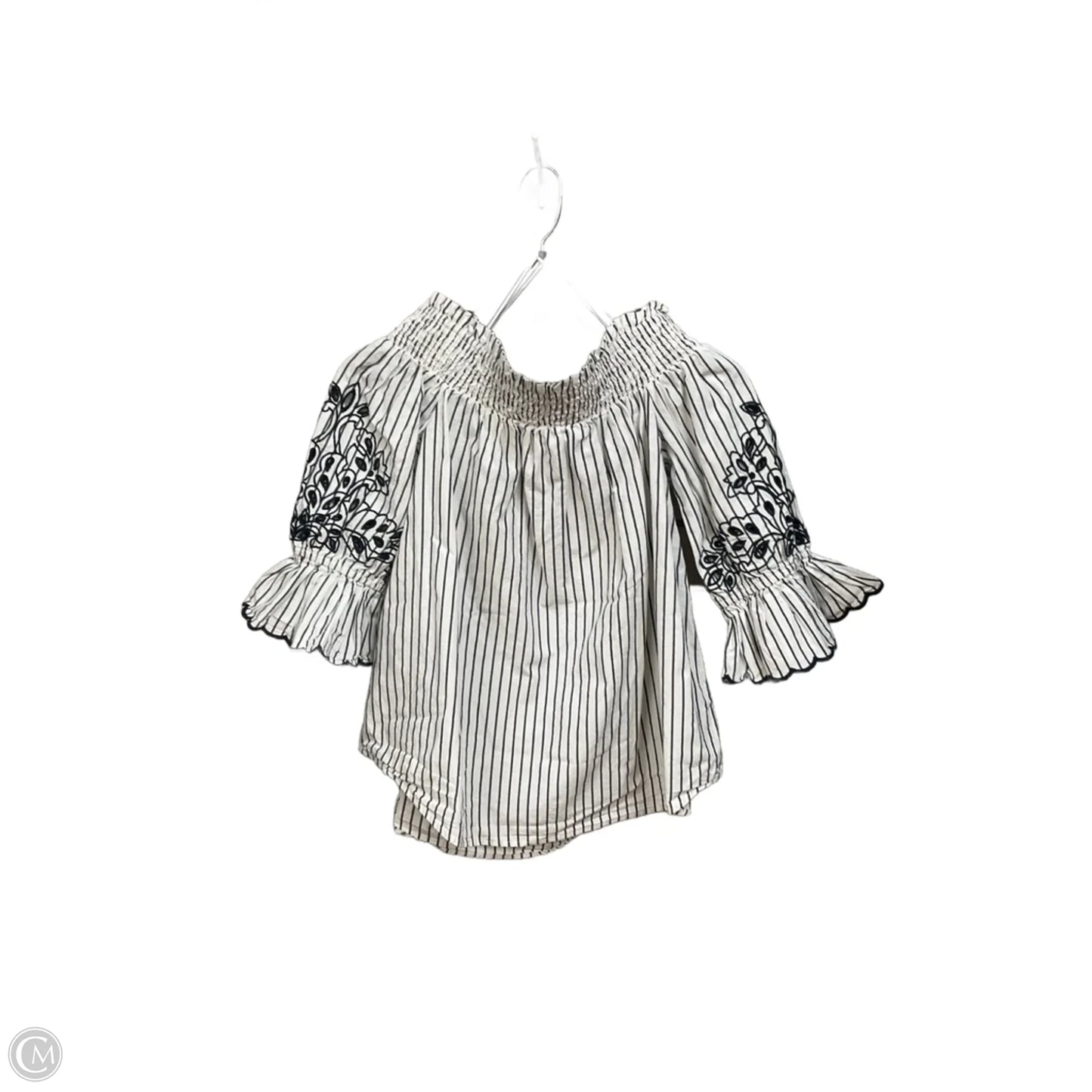 Top 3/4 Sleeve By Chicos In Striped Pattern, Size: S