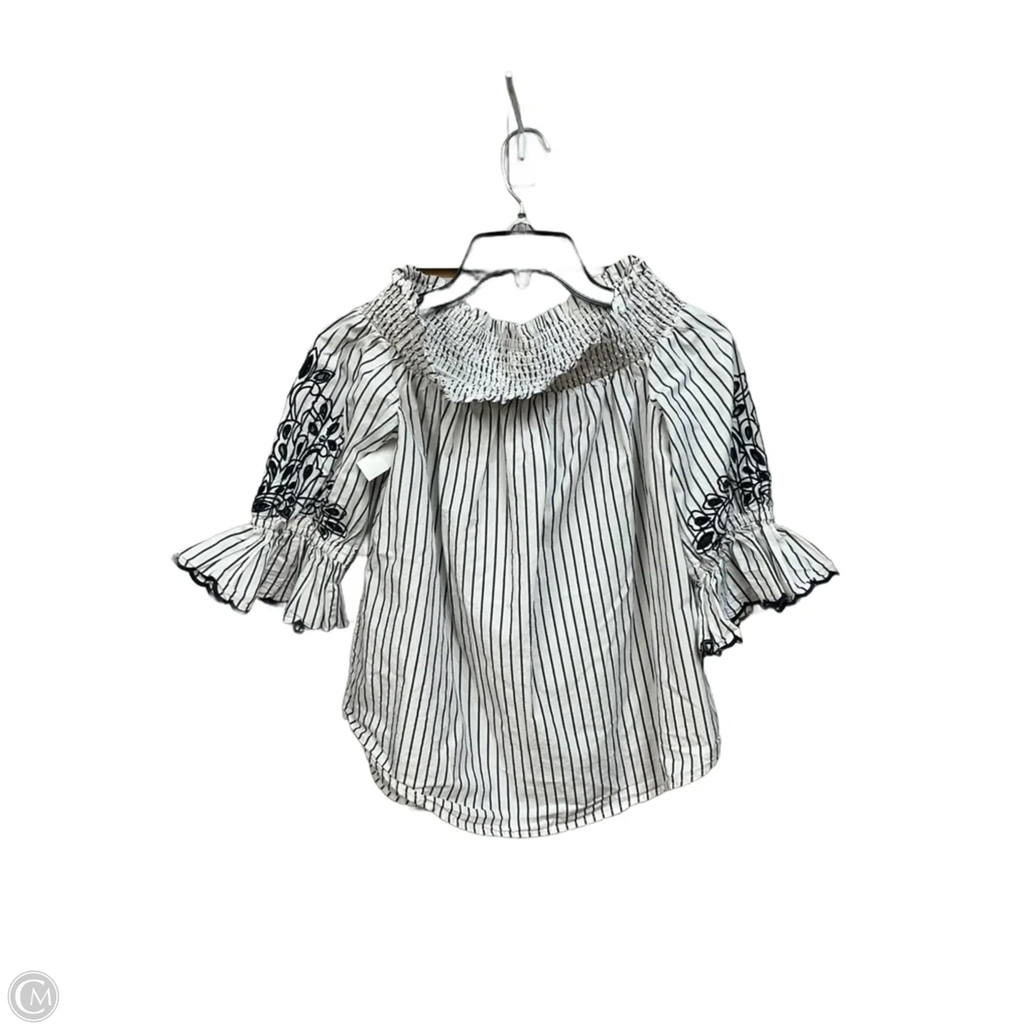 Top 3/4 Sleeve By Chicos In Striped Pattern, Size: S