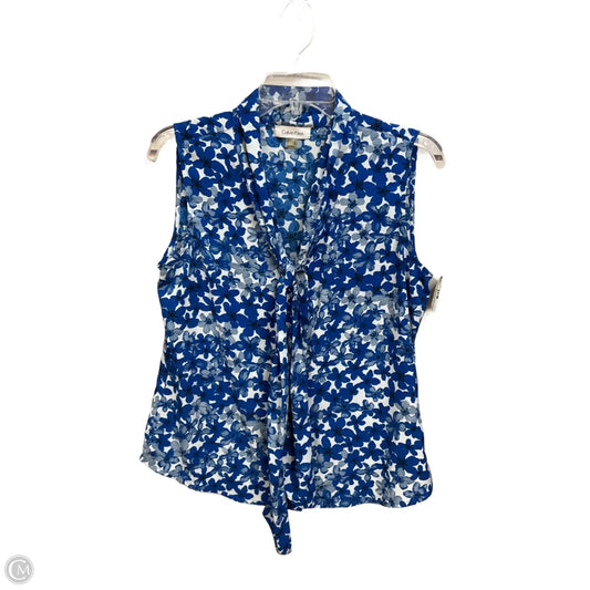 Top Sleeveless By Calvin Klein In Floral Print, Size: M