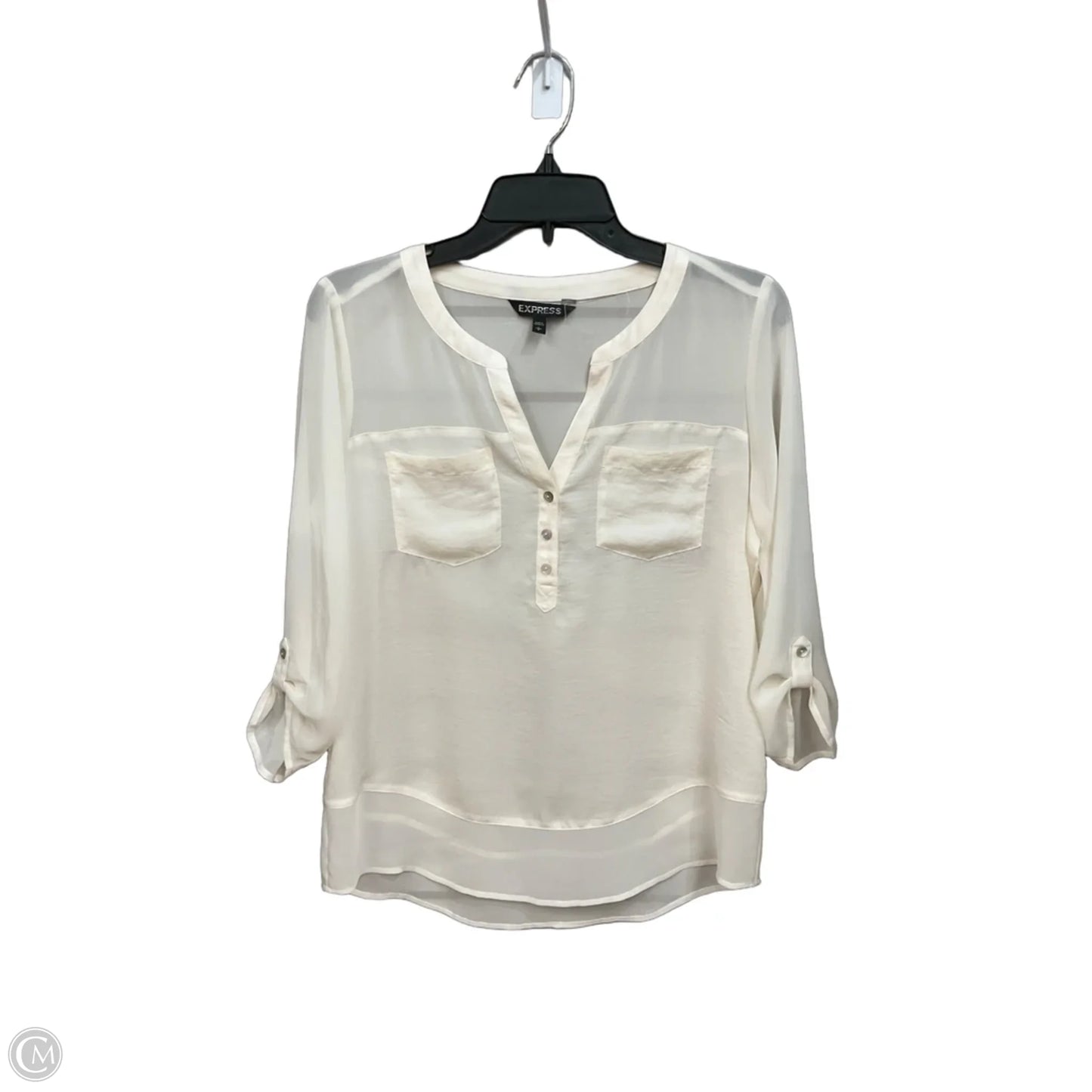 Top 3/4 Sleeve By Express In Cream, Size: S