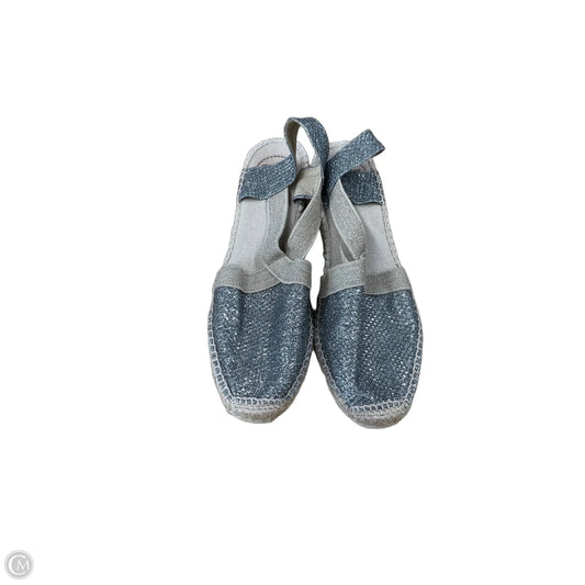 Sandals Heels Wedge By Clothes Mentor In Silver, Size: 9