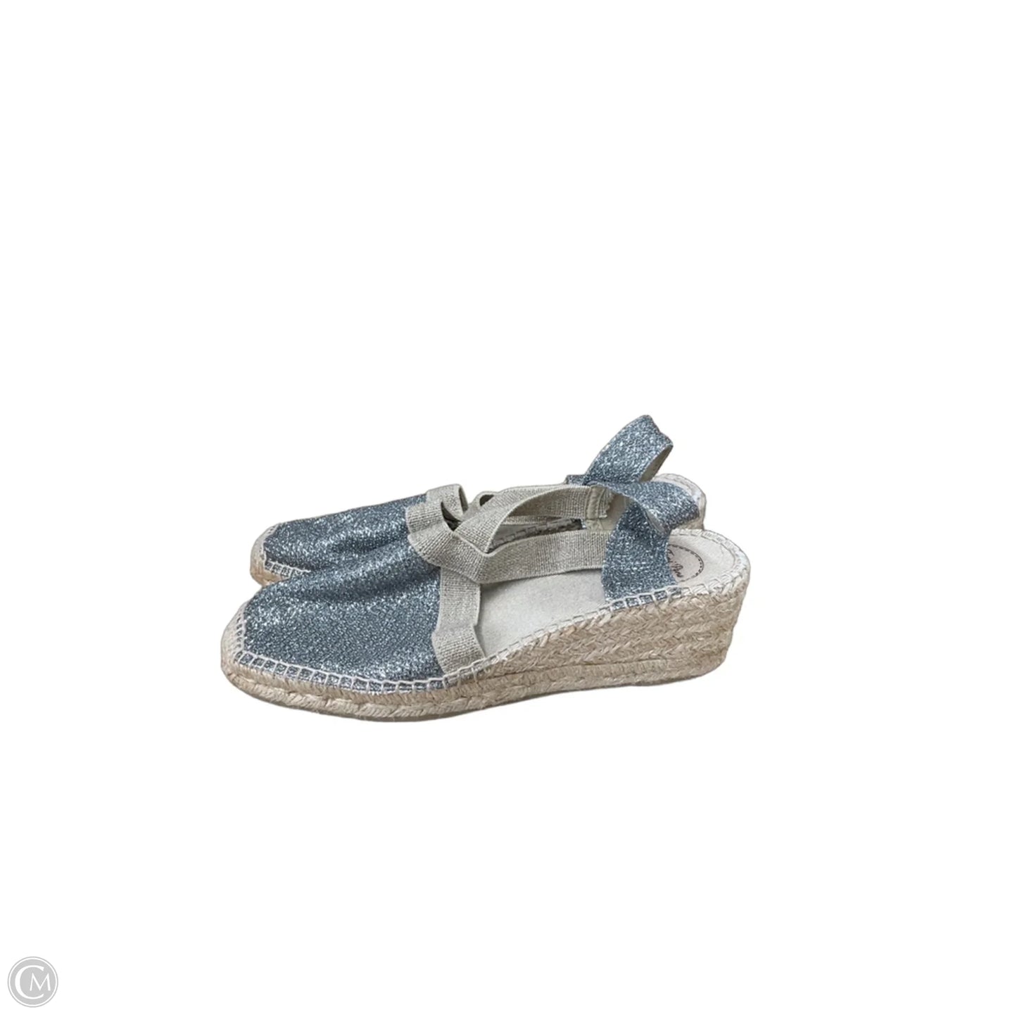 Sandals Heels Wedge By Clothes Mentor In Silver, Size: 9
