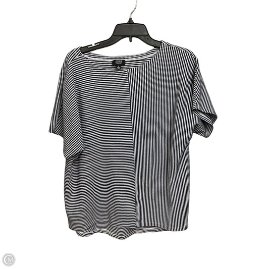 Top Short Sleeve By Jones And Co In Blue & White, Size: L