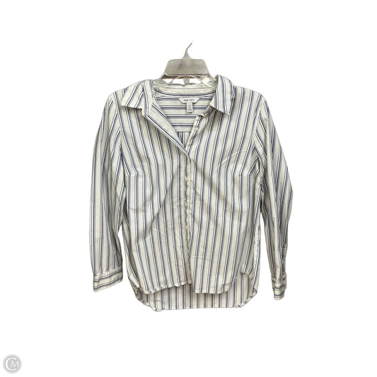 Blouse Long Sleeve By Nine West In Striped Pattern, Size: Lp