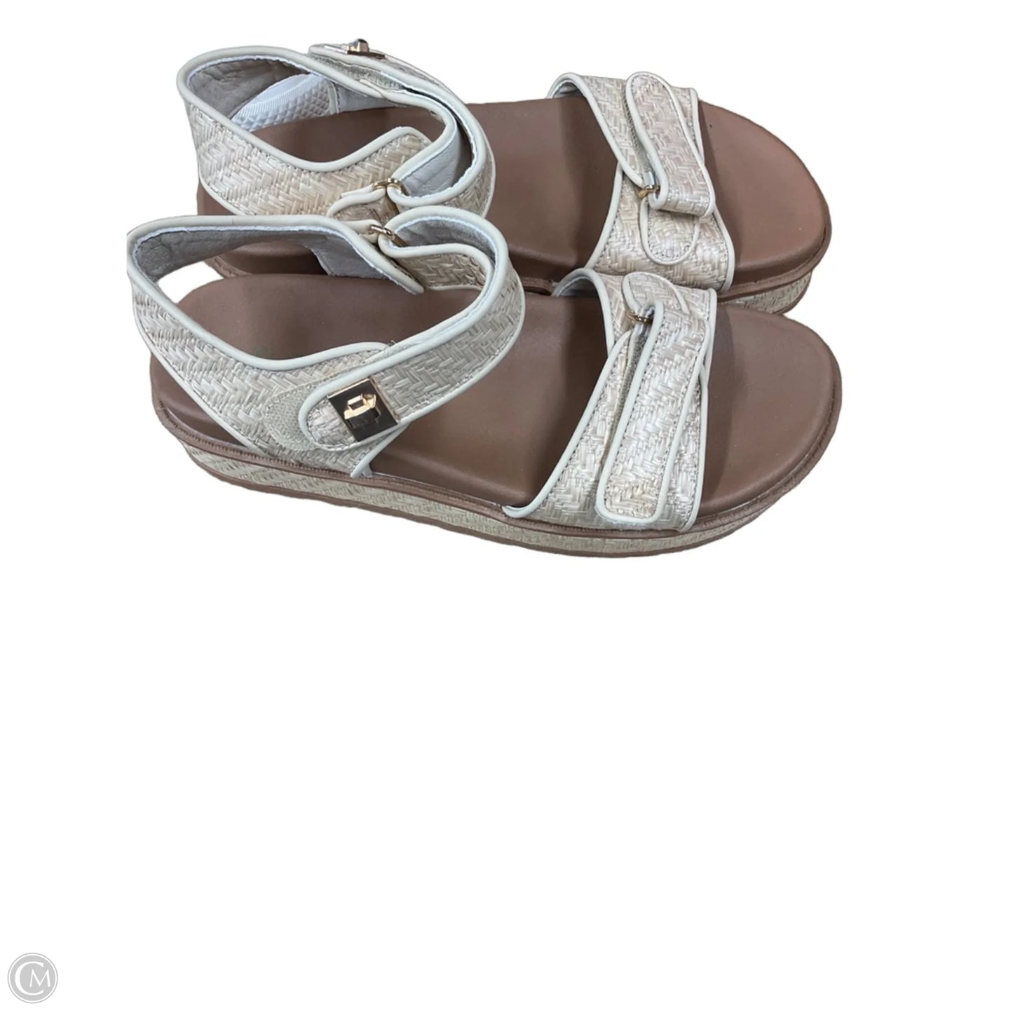 Sandals Heels Platform By So In Cream, Size: 8.5