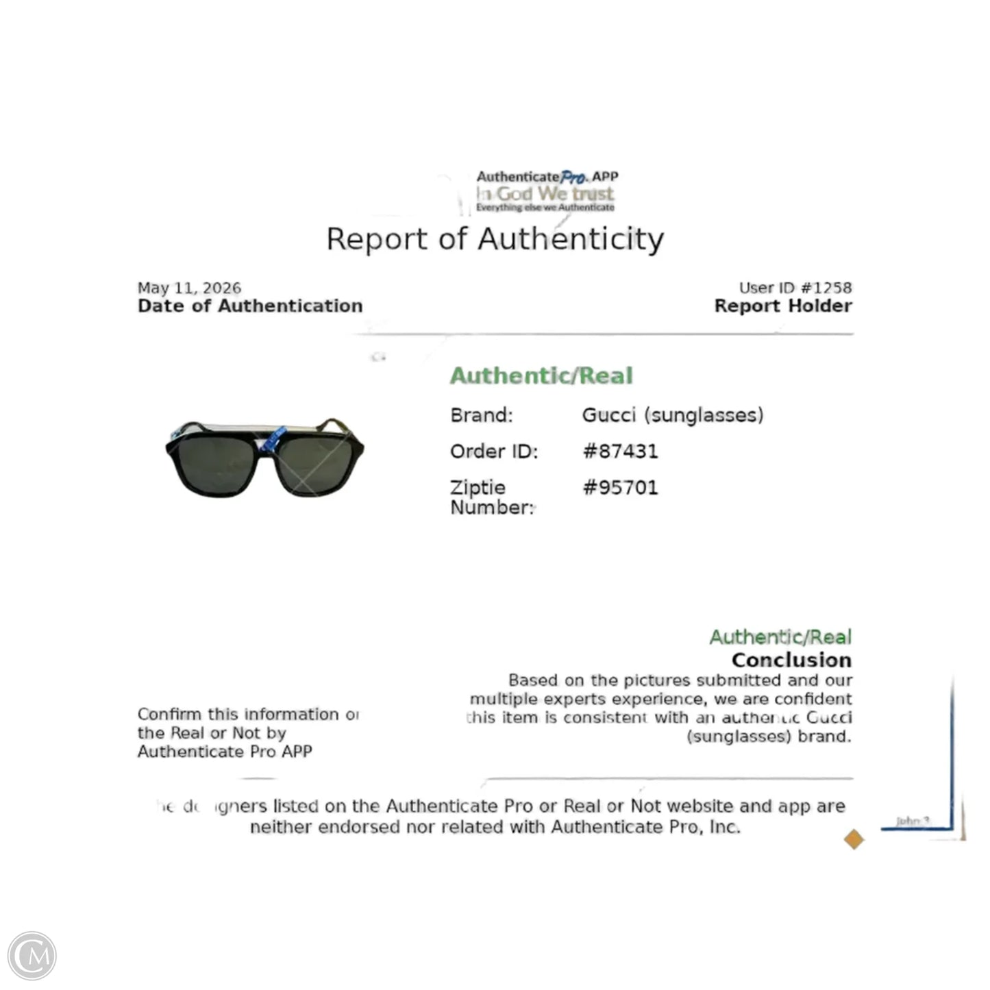 Sunglasses Luxury Designer By Gucci