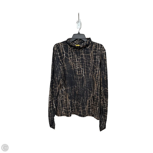 Top Long Sleeve By St. John In Black & Tan, Size: Xl