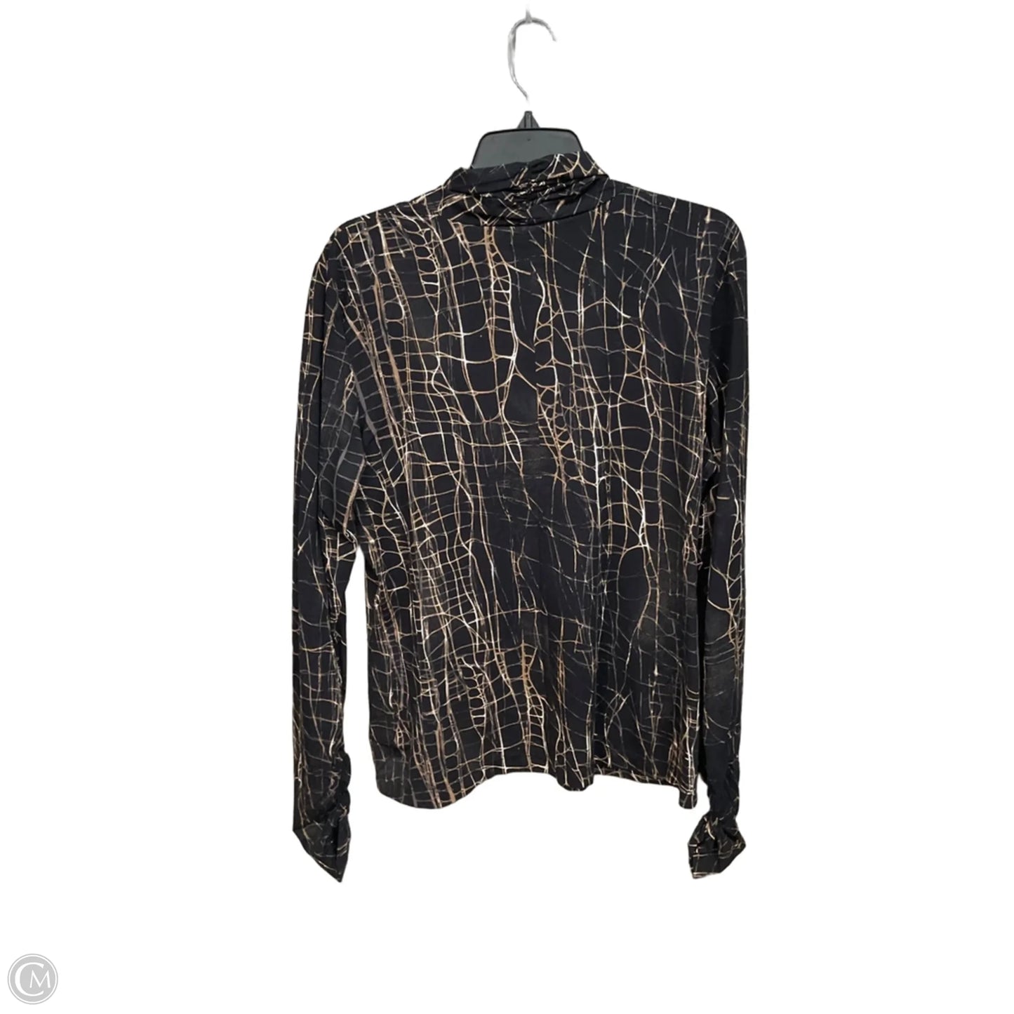 Top Long Sleeve By St. John In Black & Tan, Size: Xl