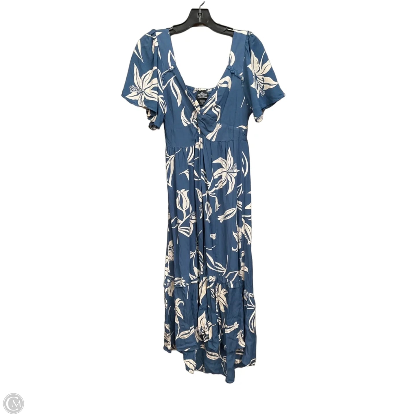 Dress Casual Midi By Angie In Blue & White, Size: Xl
