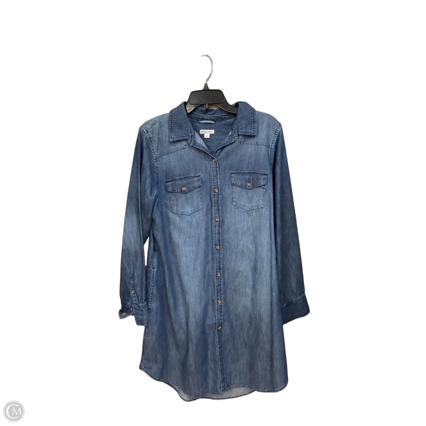 Dress Casual Midi By Merona In Blue Denim, Size: L