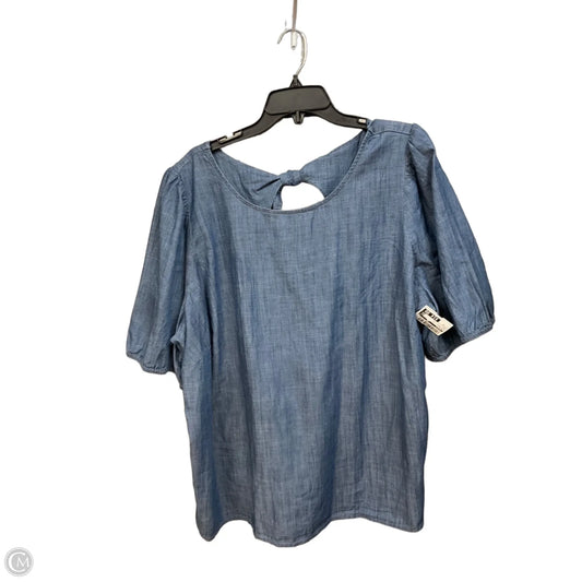 Top Short Sleeve By Talbots In Blue Denim, Size: 3x