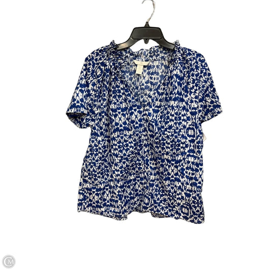 Top Short Sleeve By H&m In Blue & White, Size: L