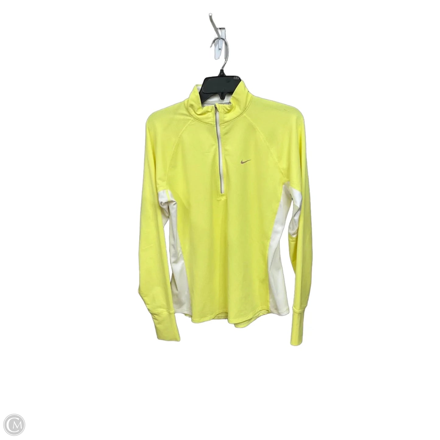 Athletic Top Long Sleeve Collar By Nike Apparel In Yellow, Size: L